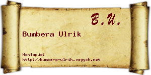 Bumbera Ulrik névjegykártya